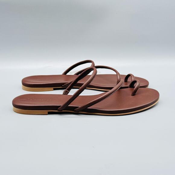 Reformation Sandals Womens 8 Brown Strappy Toe Loop Thong Slide Flats Summer - Picture 1 of 11